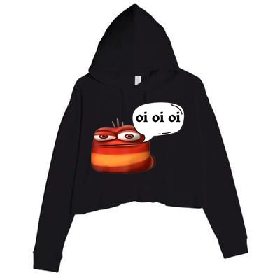 Funny Oi Oi Oi Red Worm Sarcastic Meme Crop Fleece Hoodie