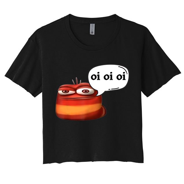 Funny Oi Oi Oi Red Worm Sarcastic Meme Crop Top