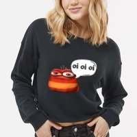 Funny Oi Oi Oi Red Worm Sarcastic Meme Cropped Pullover Crew