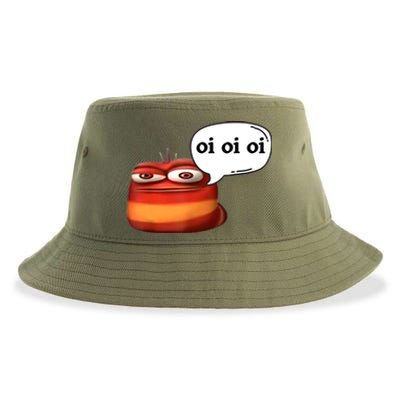 Funny Oi Oi Oi Red Worm Sarcastic Meme Sustainable Bucket Hat