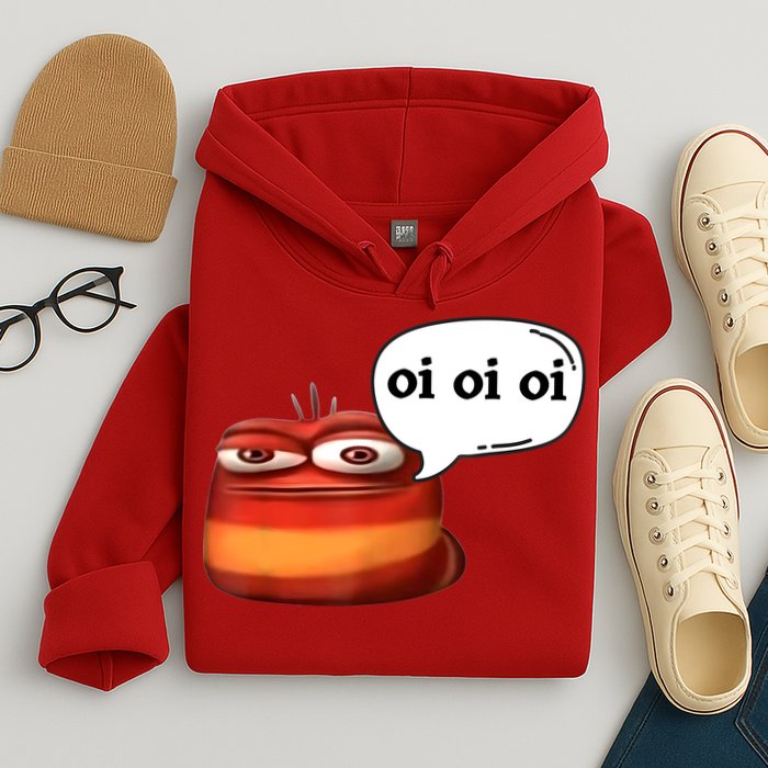 Funny Oi Oi Oi Red Worm Sarcastic Meme Hoodie
