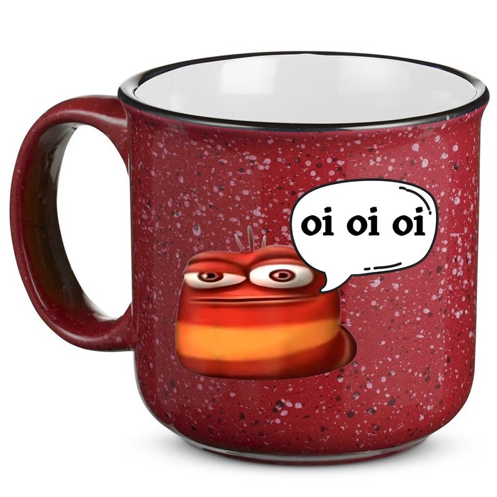 Funny Oi Oi Oi Red Worm Sarcastic Meme 15oz Campfire Ceramic Mug