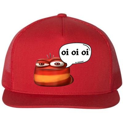 Funny Oi Oi Oi Red Worm Sarcastic Meme Flat Bill Trucker Hat