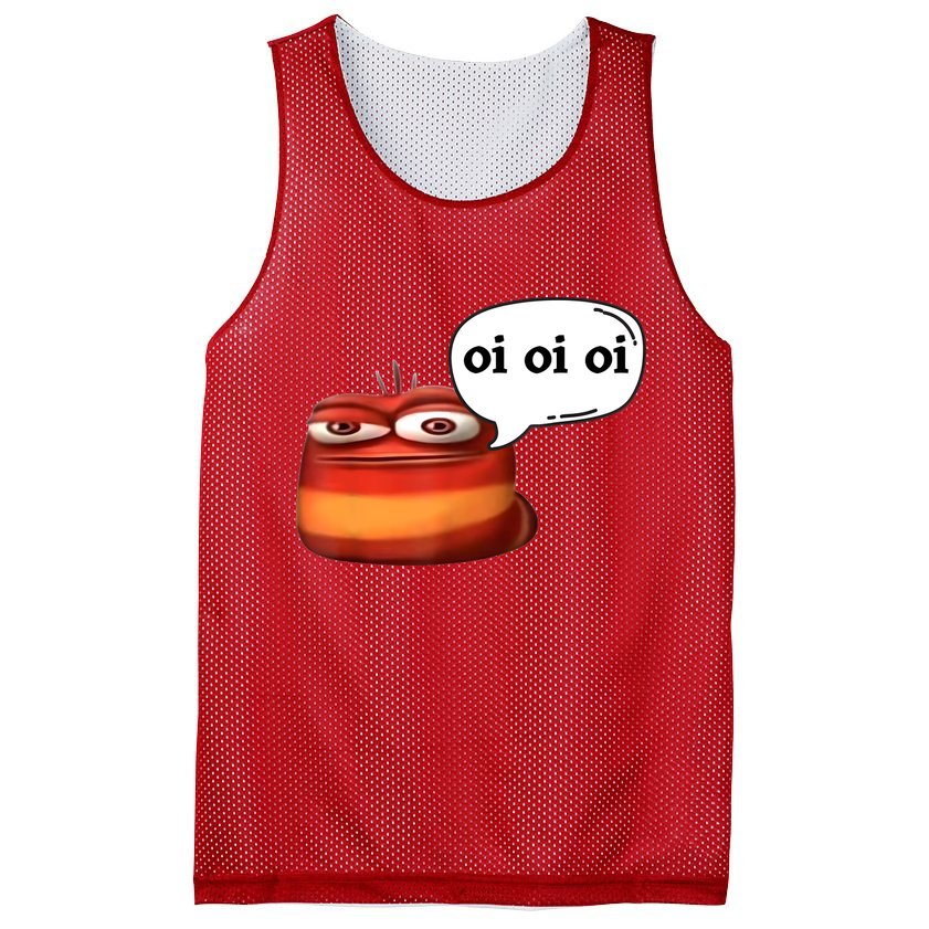 Funny Oi Oi Oi Red Worm Sarcastic Meme Mesh Reversible Basketball Jersey Tank
