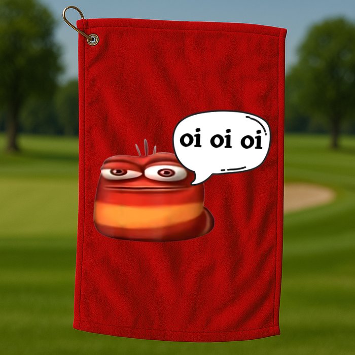 Funny Oi Oi Oi Red Worm Sarcastic Meme Golf Towel