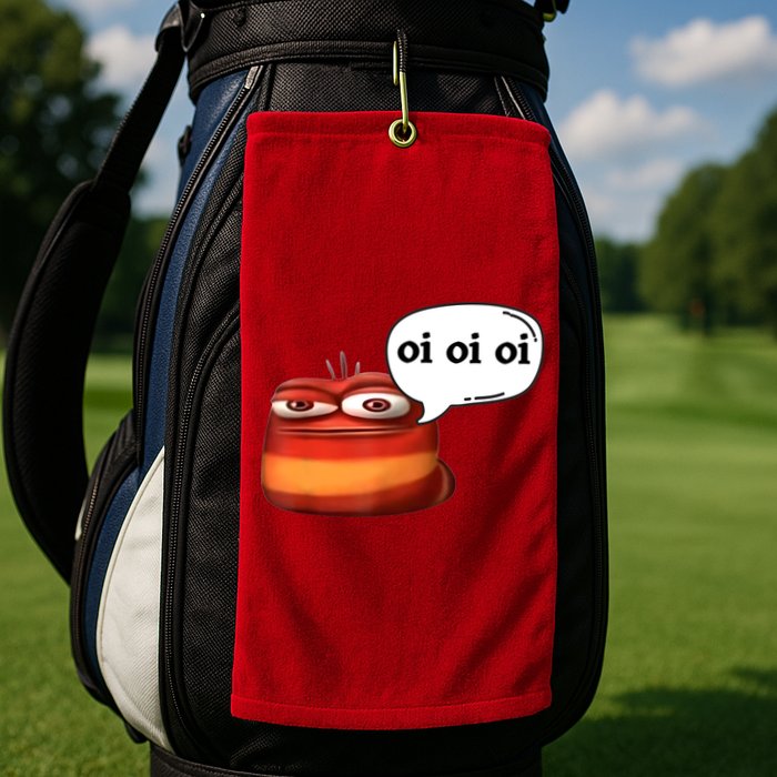 Funny Oi Oi Oi Red Worm Sarcastic Meme Golf Towel