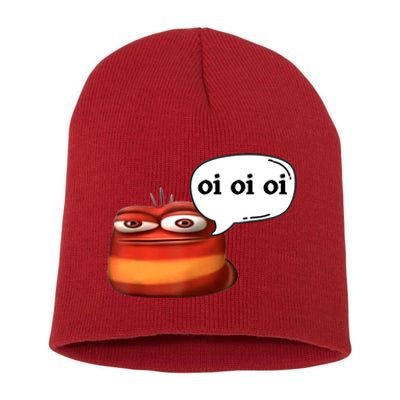 Funny Oi Oi Oi Red Worm Sarcastic Meme Short Acrylic Beanie