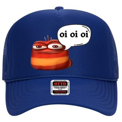 Funny Oi Oi Oi Red Worm Sarcastic Meme High Crown Mesh Back Trucker Hat