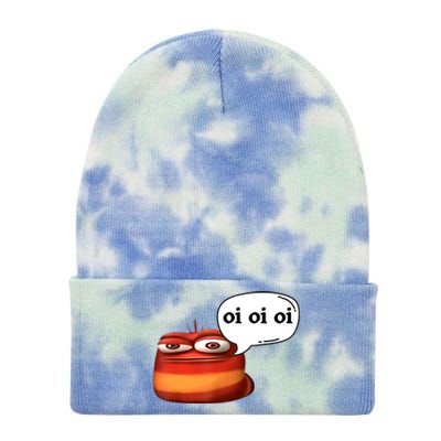 Funny Oi Oi Oi Red Worm Sarcastic Meme Tie Dye 12in Knit Beanie