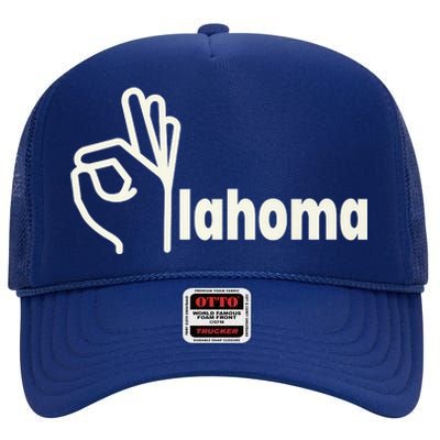 Funny Oklahoma OK State High Crown Mesh Back Trucker Hat