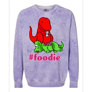 Foodie T-rex Food Selfie Colorblast Crewneck Sweatshirt