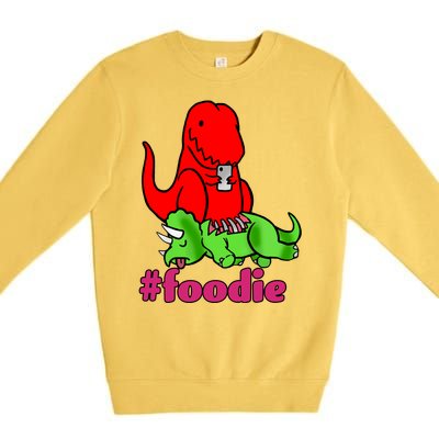 Foodie T-rex Food Selfie Premium Crewneck Sweatshirt