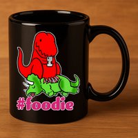 Foodie T-rex Food Selfie 11oz C Handle Ceramic Mug