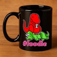 Foodie T-rex Food Selfie 11oz C Handle Ceramic Mug