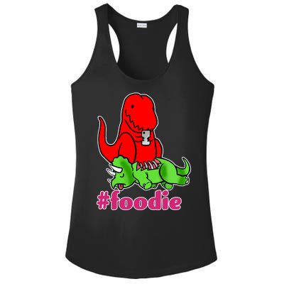 Foodie T-rex Food Selfie Ladies PosiCharge Competitor Racerback Tank