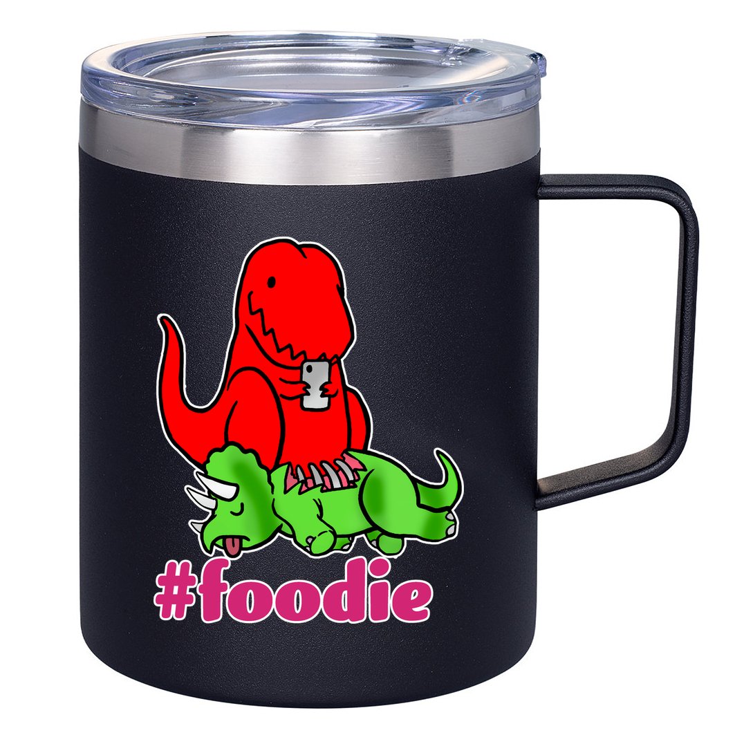 Foodie T-rex Food Selfie 12oz Stainless Steel Coffee Mug