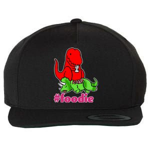 Foodie T-rex Food Selfie Wool Snapback Cap