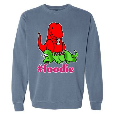 Foodie T-rex Food Selfie Garment-Dyed Sweatshirt