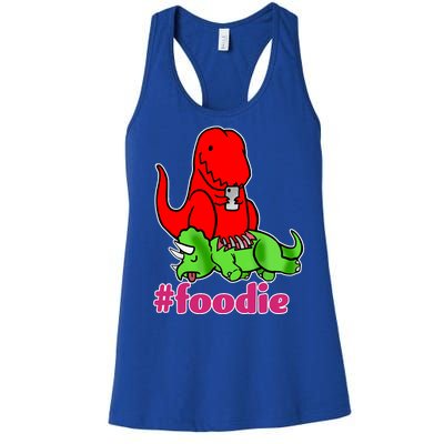 Foodie T-rex Food Selfie Women's Racerback Tank