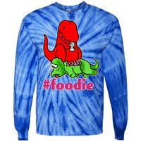 Foodie T-rex Food Selfie Tie-Dye Long Sleeve Shirt