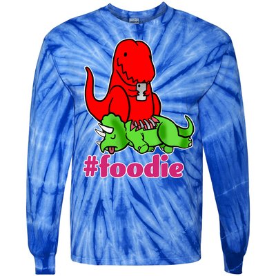 Foodie T-rex Food Selfie Tie-Dye Long Sleeve Shirt