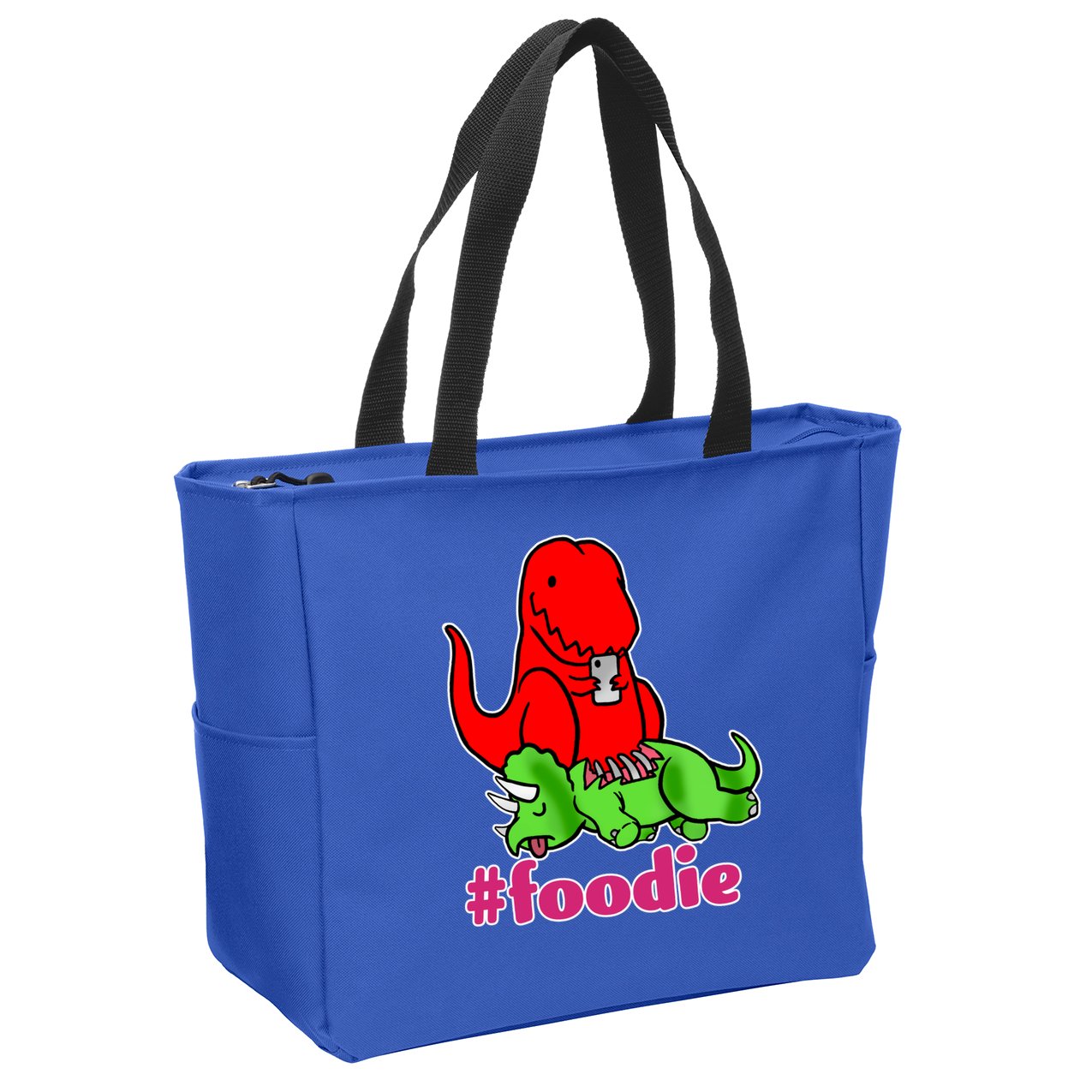 Foodie T-rex Food Selfie Zip Tote Bag