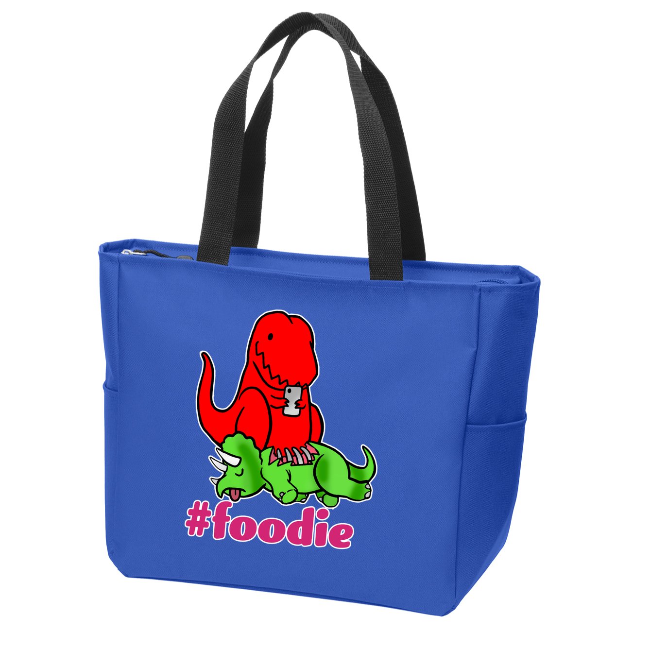 Foodie T-rex Food Selfie Zip Tote Bag