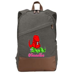 Foodie T-rex Food Selfie Cotton Canvas Backpack