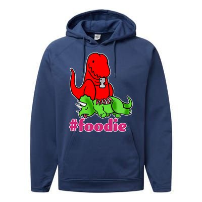 Foodie T-rex Food Selfie Performance Fleece Hoodie