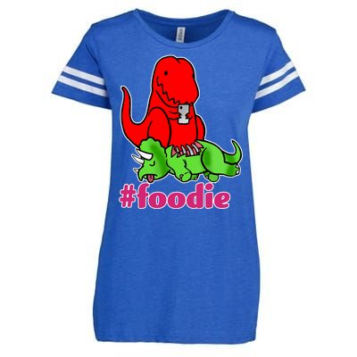 Foodie T-rex Food Selfie Enza Ladies Jersey Football T-Shirt