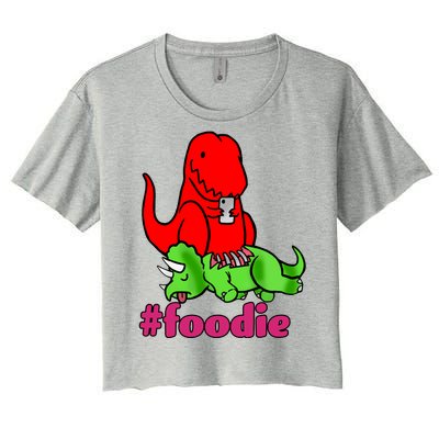 Foodie T-rex Food Selfie Women's Crop Top Tee