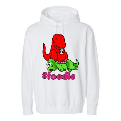 Foodie T-rex Food Selfie Garment-Dyed Fleece Hoodie