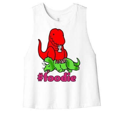 Foodie T-rex Food Selfie Women's Racerback Cropped Tank