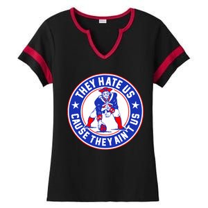 Football Champions They Hate Us Cause They Ain't US New England Ladies Halftime Notch Neck Tee