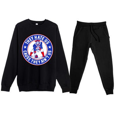 Football Champions They Hate Us Cause They Ain't US New England Premium Crewneck Sweatsuit Set