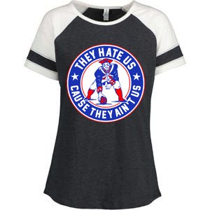 Football Champions They Hate Us Cause They Ain't US New England Enza Ladies Jersey Colorblock Tee