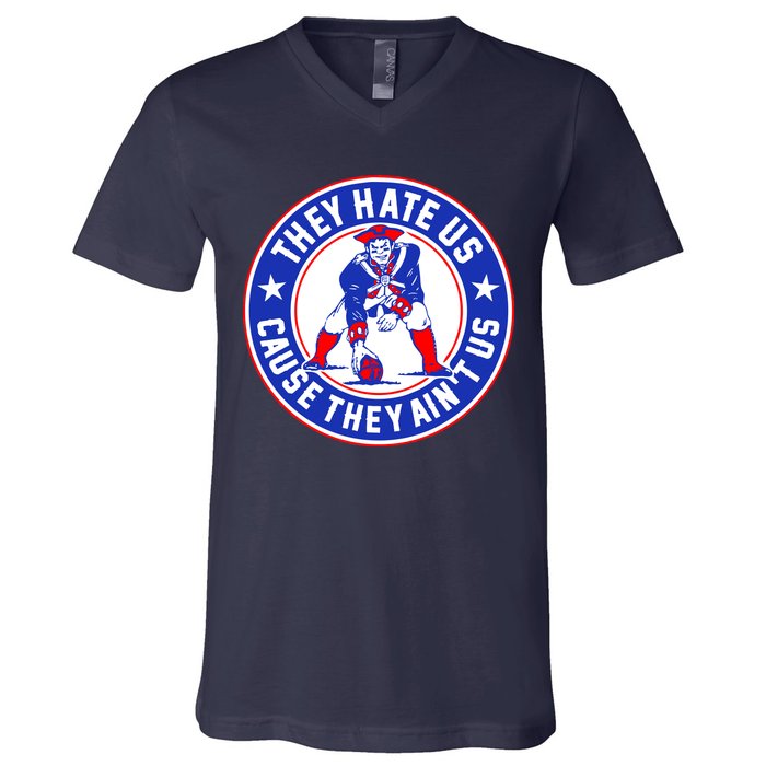 Football Champions They Hate Us Cause They Ain't US New England V-Neck T-Shirt