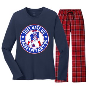 Football Champions They Hate Us Cause They Ain't US New England Women's Long Sleeve Flannel Pajama Set 