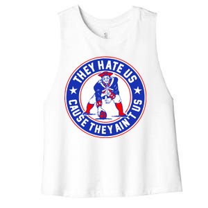 Football Champions They Hate Us Cause They Ain't US New England Women's Racerback Cropped Tank