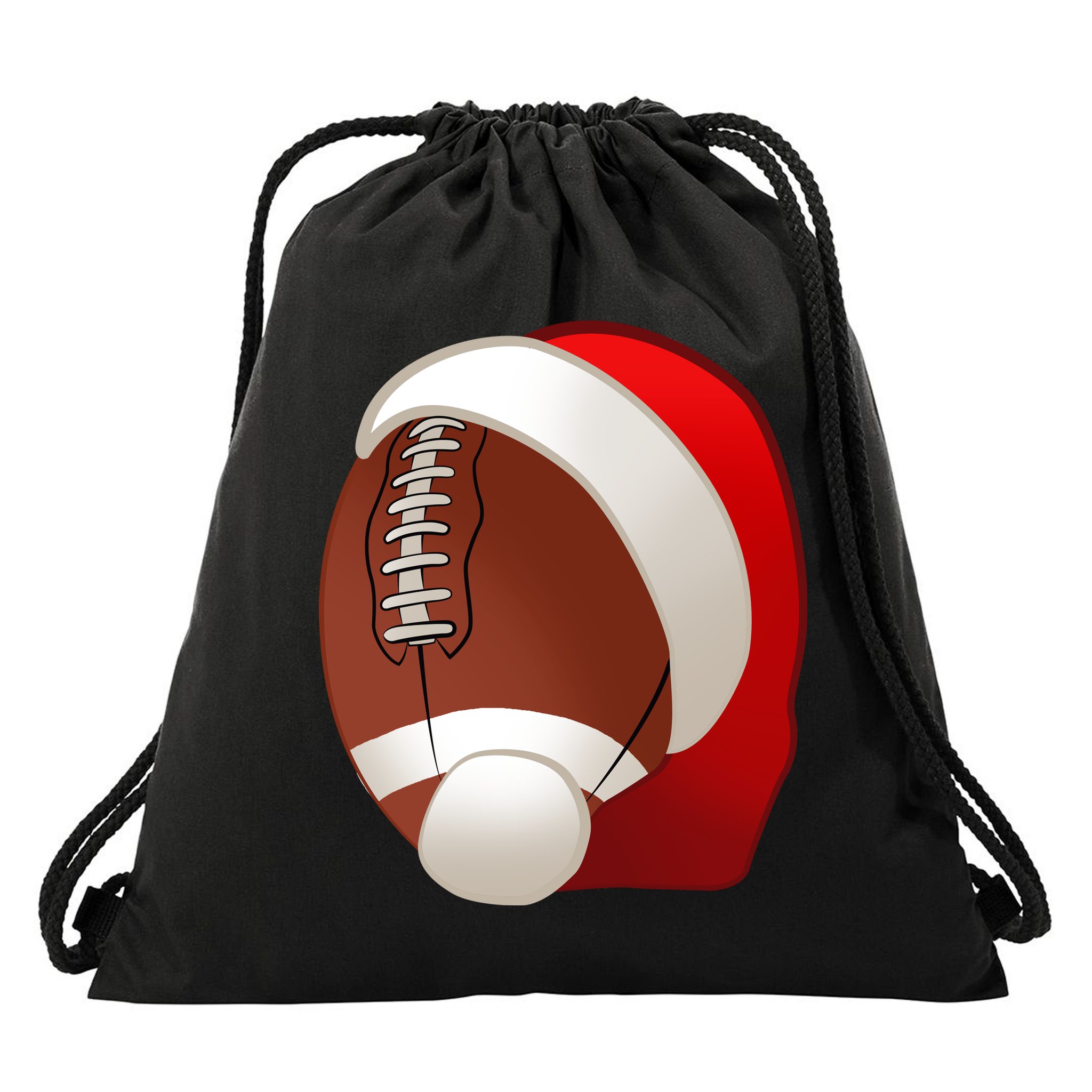 Football Christmas Santa Drawstring Bag