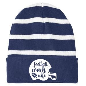 Football Coach Wife Striped Beanie with Solid Band