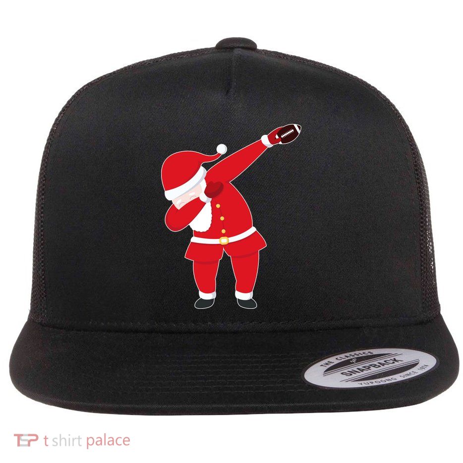 Football Dabbing Santa Flat Bill Trucker Hat