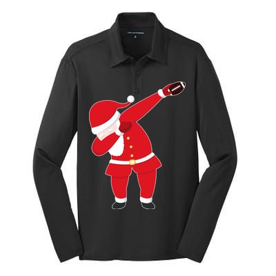 Football Dabbing Santa Silk Touch Performance Long Sleeve Polo