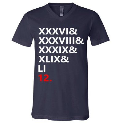 Football Goat New England 5 Time World Champion #12 V-Neck T-Shirt