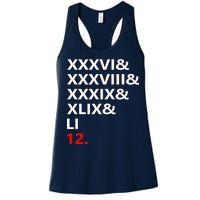 Football Goat New England 5 Time World Champion #12 Women's Racerback Tank