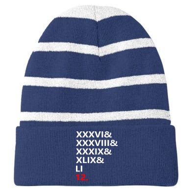 Football Goat New England 5 Time World Champion #12 Striped Beanie with Solid Band