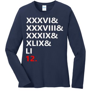 Football Goat New England 5 Time World Champion #12 Ladies Long Sleeve Shirt