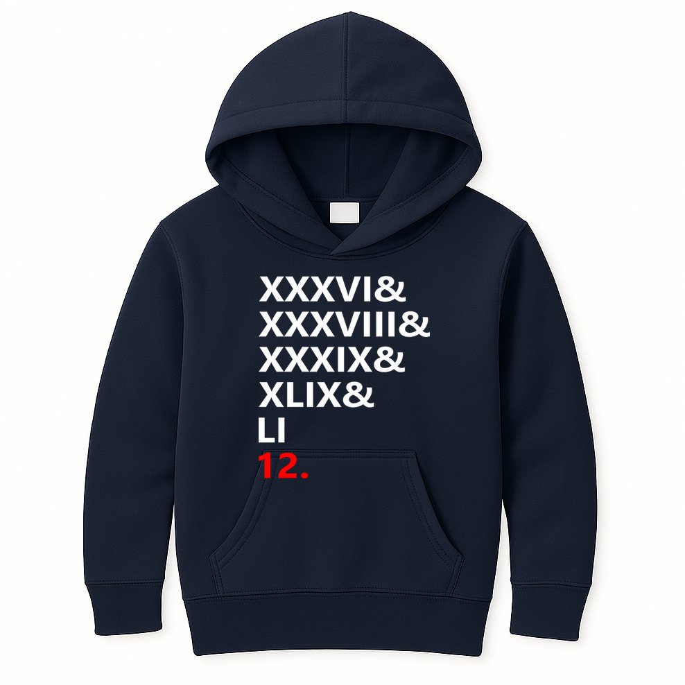 Football Goat New England 5 Time World Champion #12 Kids Hoodie