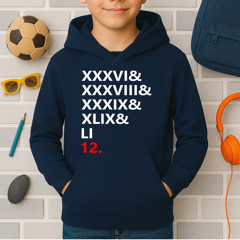 Football Goat New England 5 Time World Champion #12 Kids Hoodie