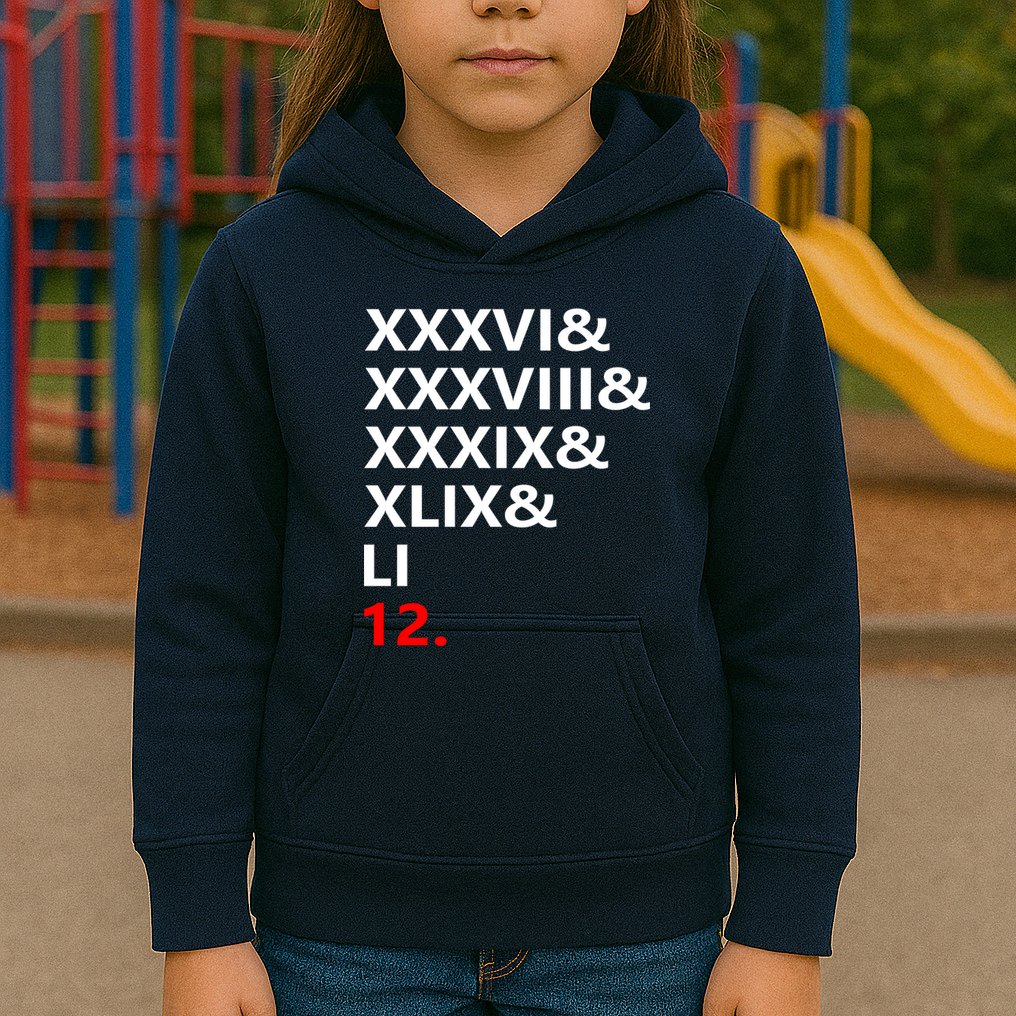 Football Goat New England 5 Time World Champion #12 Kids Hoodie